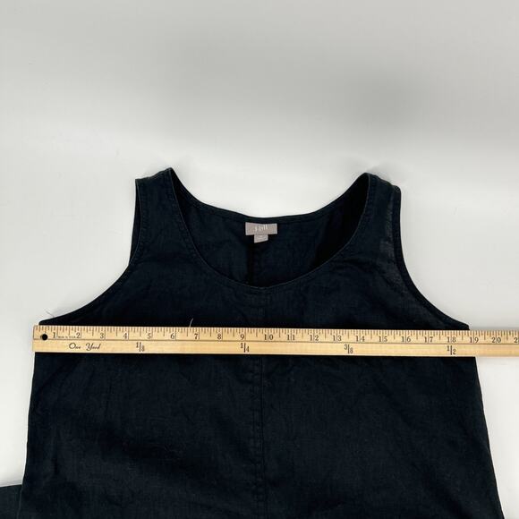 J. Jill Black Linen Tank Dress Size M Maxi Sleeveless A-Line Minimalist Resort - Picture 5 of 9